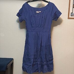 EShakti women’s Chelsea cotton blue dress Sz 10, pockets smocked waist.